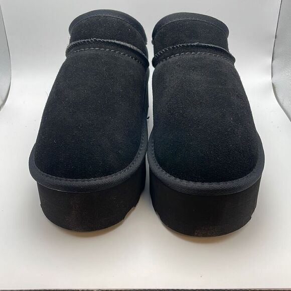 ❄️ CUSHIONAIRE Women's Genuine Suede Cozy Mule Platform SIZE 9 WIDE Black ❄️ - Picture 2 of 8